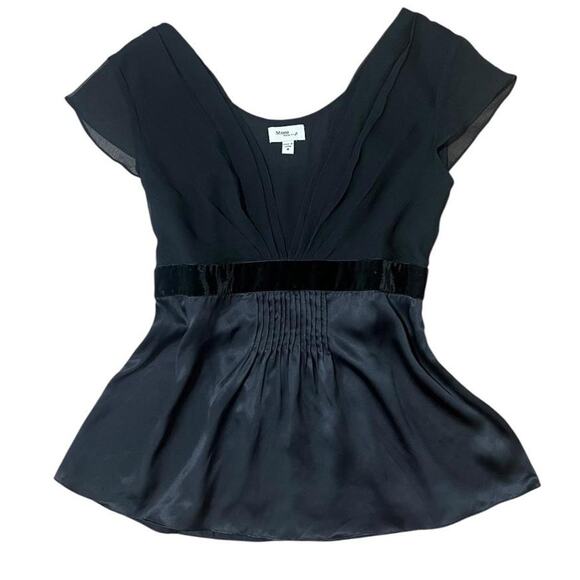 NWOT Mimi Maternity Black Silk Flutter Sleeve Gothic Loose Fit Babydoll Top M - Picture 1 of 7